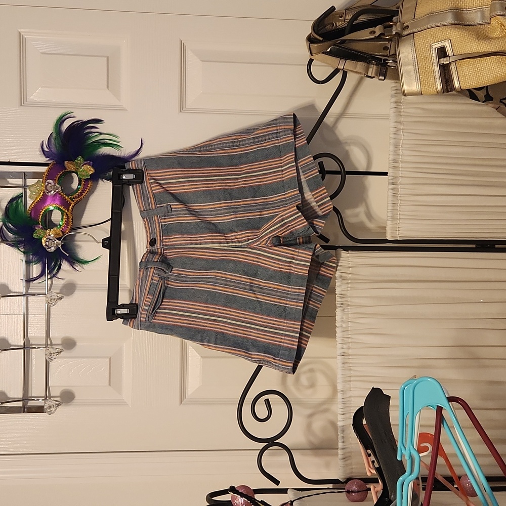 Madewell Striped Women Shorts Emmett - Blue and Pink